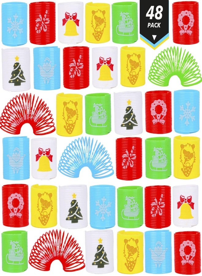 LOKIPA 48PCS Christmas Coil Springs for Kids, Mini Christmas Slinky Party Favors Christmas Spring Toys Christmas Treat Bags Gifts for Kids Christmas Stocking Stuffers, Party Favors - Image 1